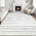 Tortania Area Rug Living Room Rugs- 9x13 Washable Large Soft Neutral Boho Moroccan Bohemian Farmhouse Rug Indoor Floor Carpet for Bedroom Under Dining Table Home Office Decor - Beige Gray