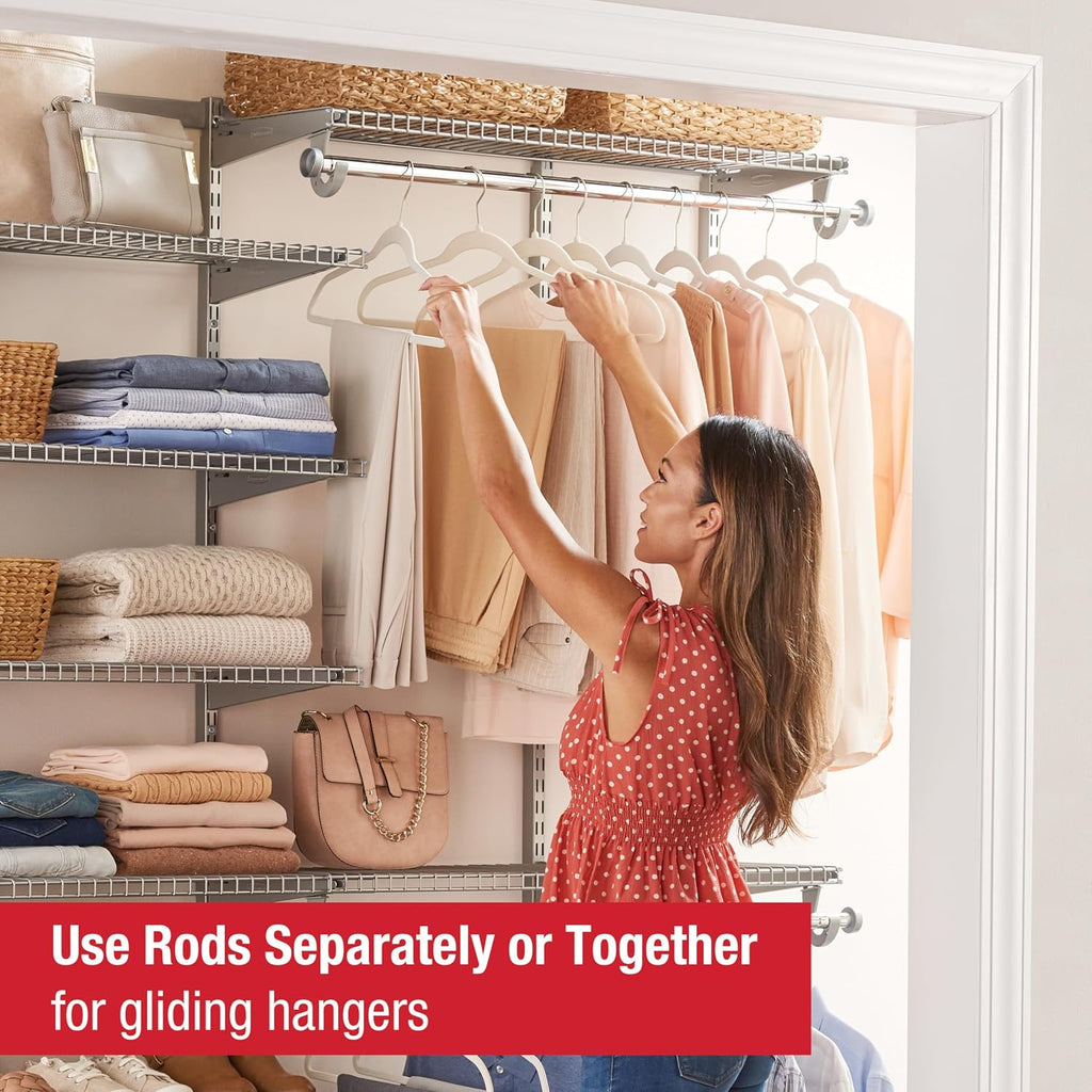 Rubbermaid Configurations Deluxe Custom Closet Kit, 3-6 Ft. Adjustable Metal Wire Shelving, Titanium Finish, Expandable Organization System, Hardware Included, for Home Closet/Pantry/Laundry/Mudroom