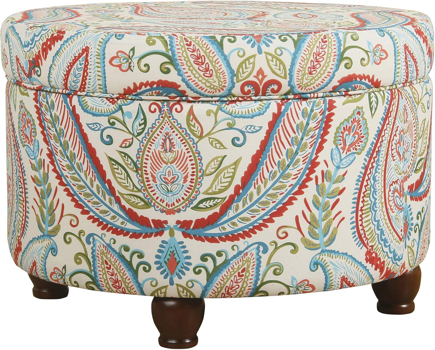 HomePop 24' Large Round Storage Ottoman - Bold Paisley