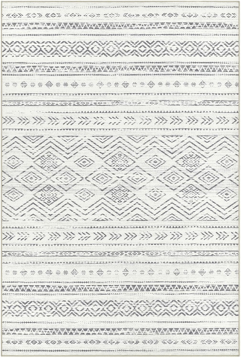 Tortania Area Rug Living Room Rugs- 9x13 Washable Large Soft Neutral Boho Moroccan Bohemian Farmhouse Rug Indoor Floor Carpet for Bedroom Under Dining Table Home Office Decor - Beige Gray