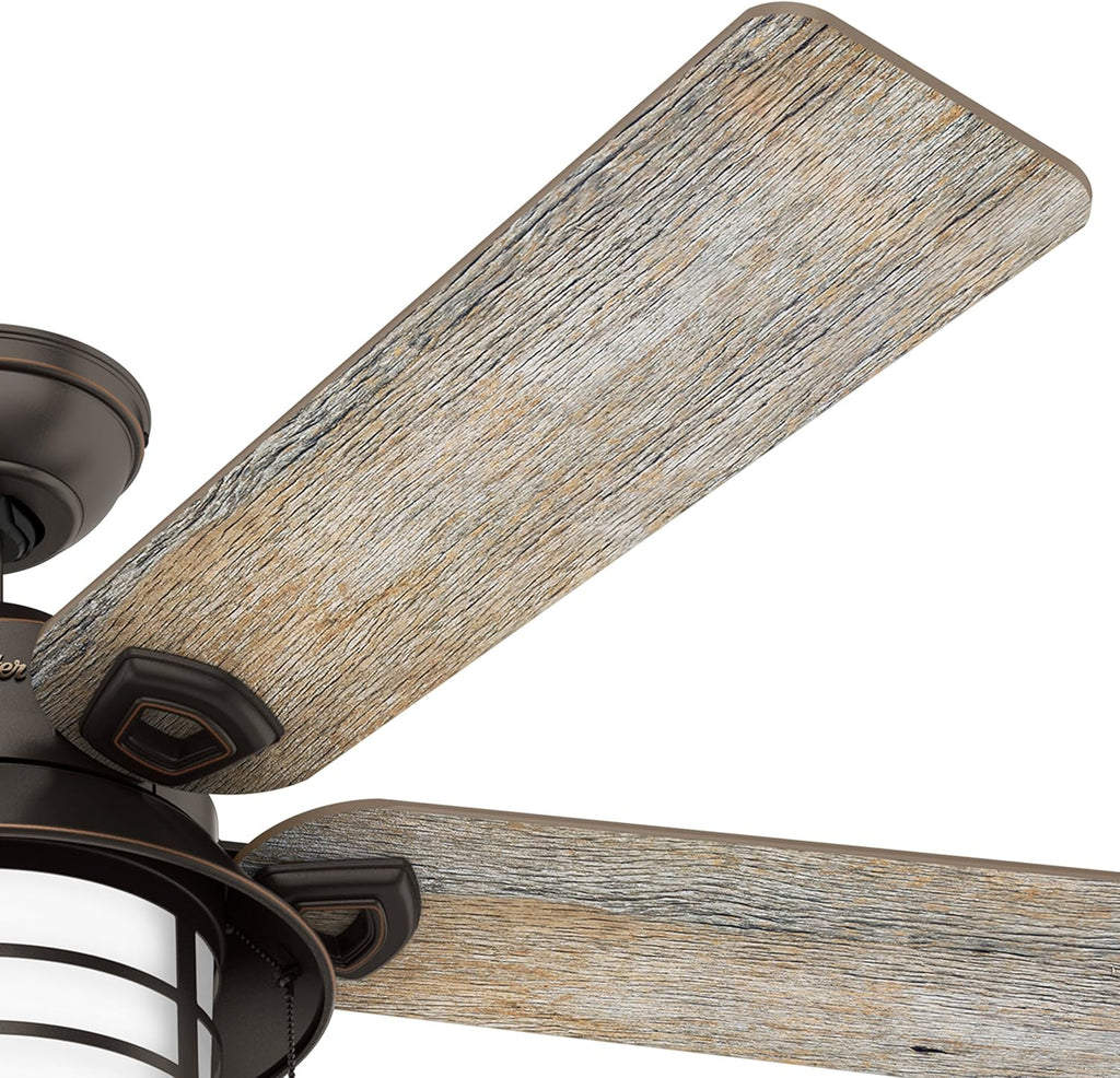 Hunter Fan 54 in. Outdoor Ceiling Fan with Light in Onyx Bengal (Renewed)