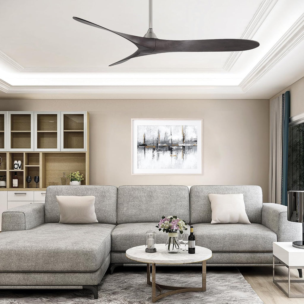 WAC F-089-BN/EB Malibu 70' Outdoor Ceiling Fan with Remote, Brushed Nickel Ebony
