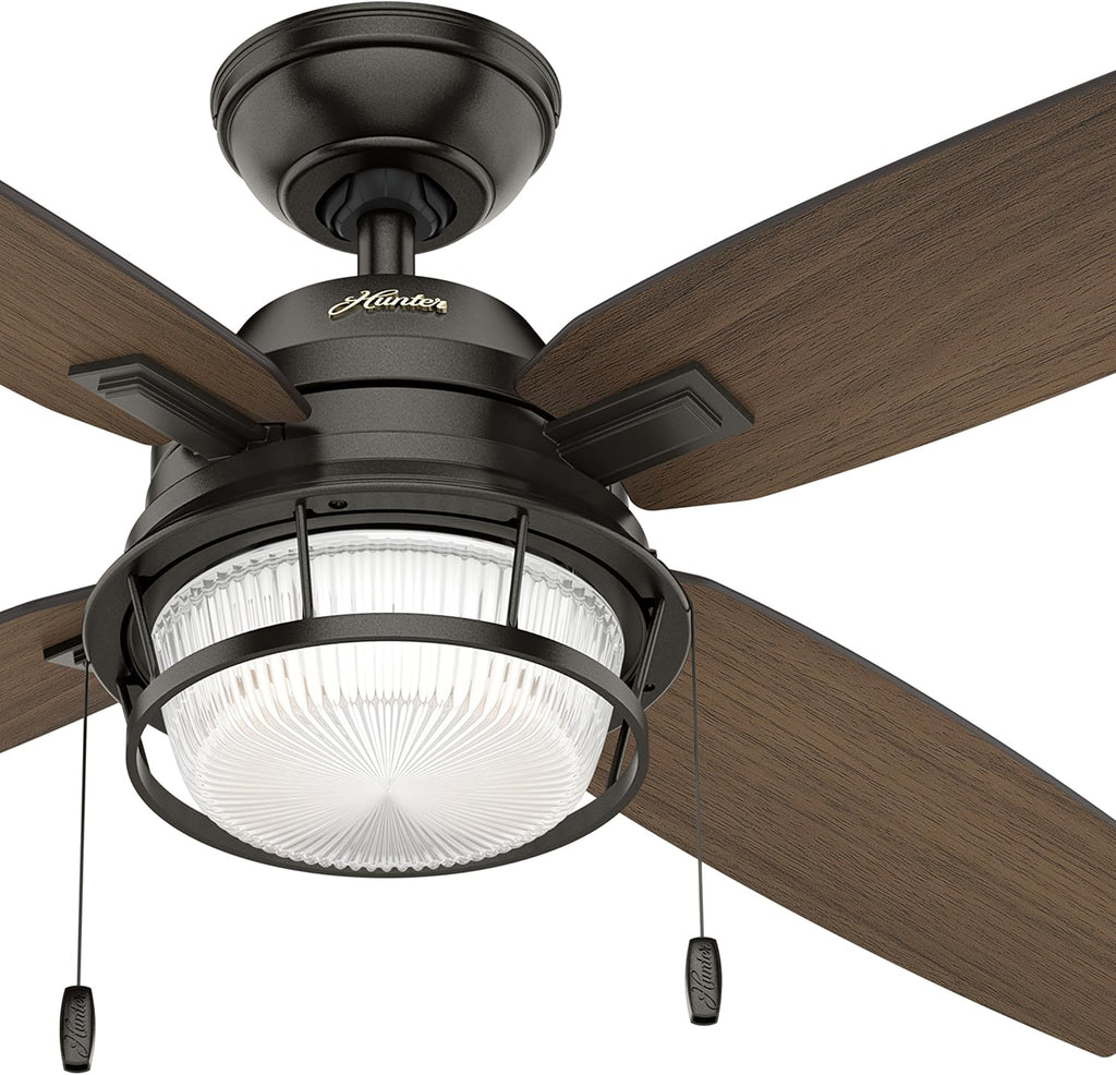 Hunter 52 inch. Outdoor Ceiling Fan in Noble Bronze with LED Light kit (Renewed)