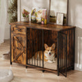 kepptory 2-in-1 Furniture Dog Crate End Table, Heavy Duty Dog Crate Furniture with Charging Station, Large Wooden Dog Kennel for Indoor with 440 lbs Load Capacity Metal Door Dog Cage for Living Room