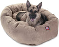 Majestic Pet 52 Inch Micro Velvet Calming Dog Bed Washable – Cozy Soft Round Dog Bed with Spine for Head Support - Fluffy Donut Puppy Mat 52x35x11 (inch) X- Large - Pearl (2025)
