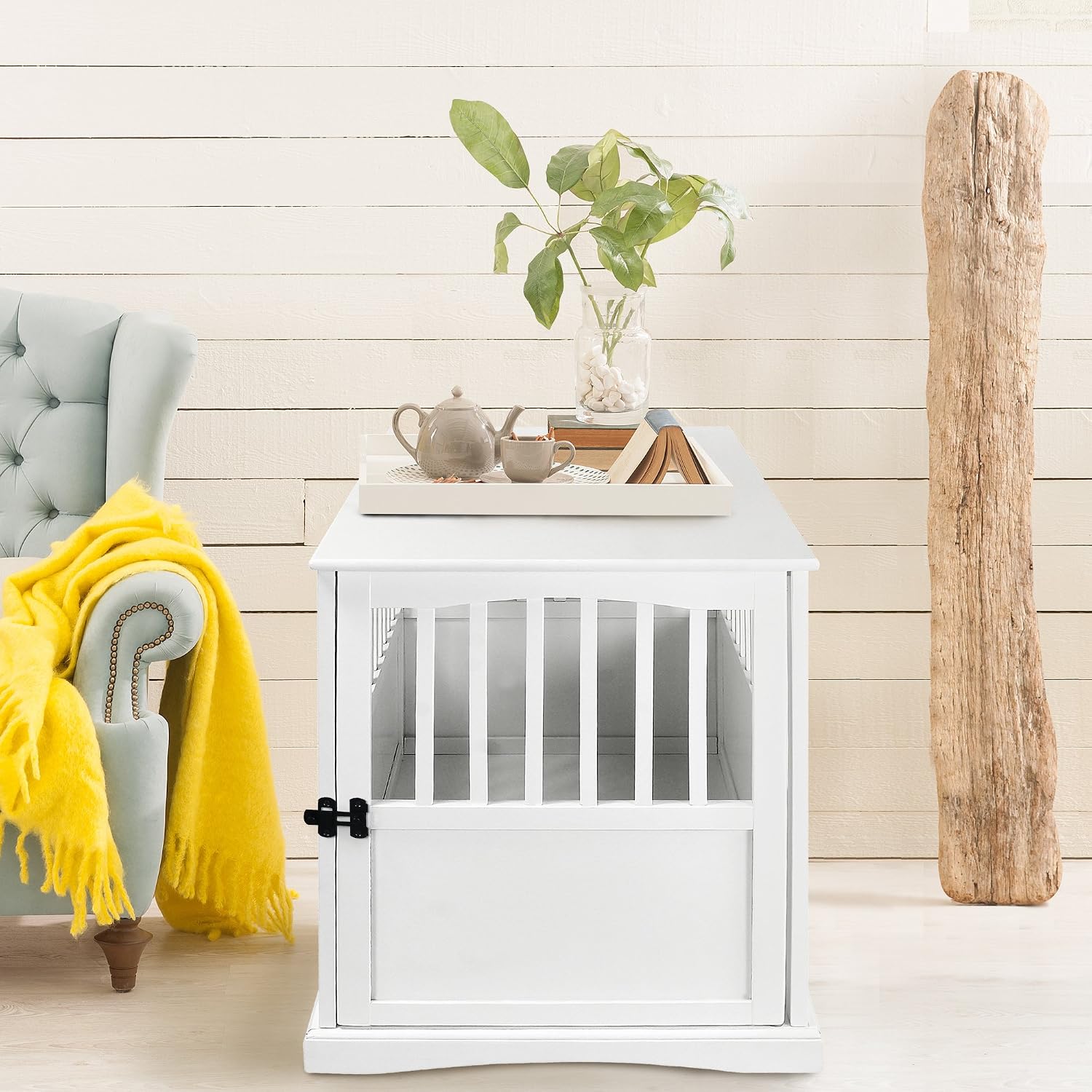 Casual Home Wooden Pet Crate, End Table, Large, New White