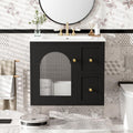 24 Inch Modern Wall Mounted Floating Bathroom Vanity Set with Ceramic Sink, 2 Drawers and 1 Soft-Close Door Bathroom Sink Cabinet for Guest Baths Master Suites (Black)