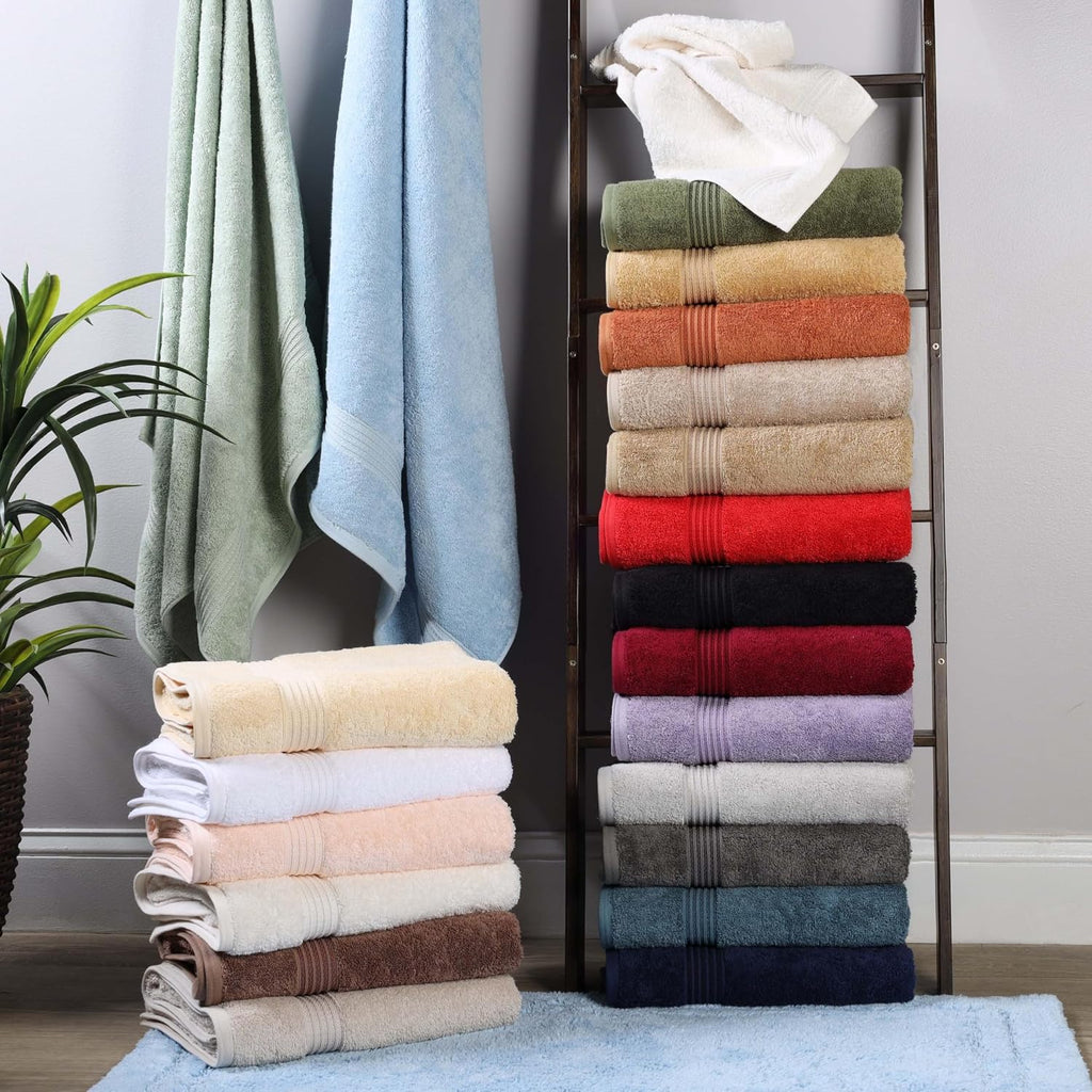 Superior Egyptian Cotton 12-Piece Towel Set, Assorted Towels for Home Bathroom, Guest Bath Decor Essentials, Includes 4 Bath, 4 Hand, 4 Face Towels/Washcloths, Quick Dry, Absorbent - Sapphire