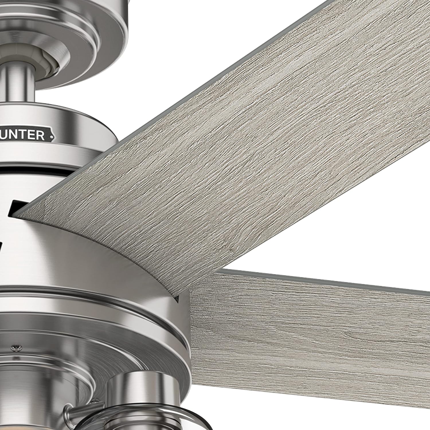 Hunter Fan 52 inch Contemporary Brushed Nickel Indoor Ceiling Fan with Light and Remote Control for Bedroom, Living Room/Family Room, Dining Room, Kitchen, Office (Renewed)