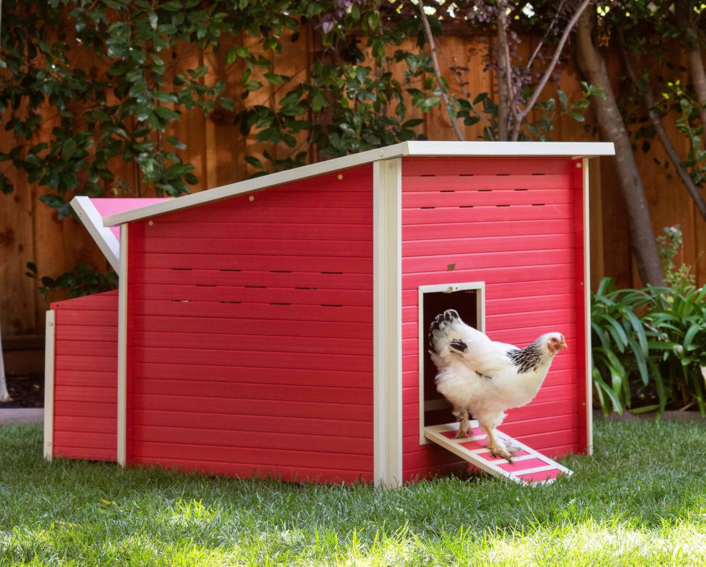 New Age Pet ECOFLEX® Jumbo Fontana Chicken Coop with Nesting Box & Spacious Pen - Red Finish