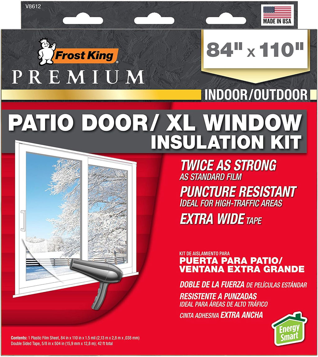 Frost King V8612 Premium Patio Door/XL Window Insulation Kit, 84' x 110', Clear (Pack of 12)