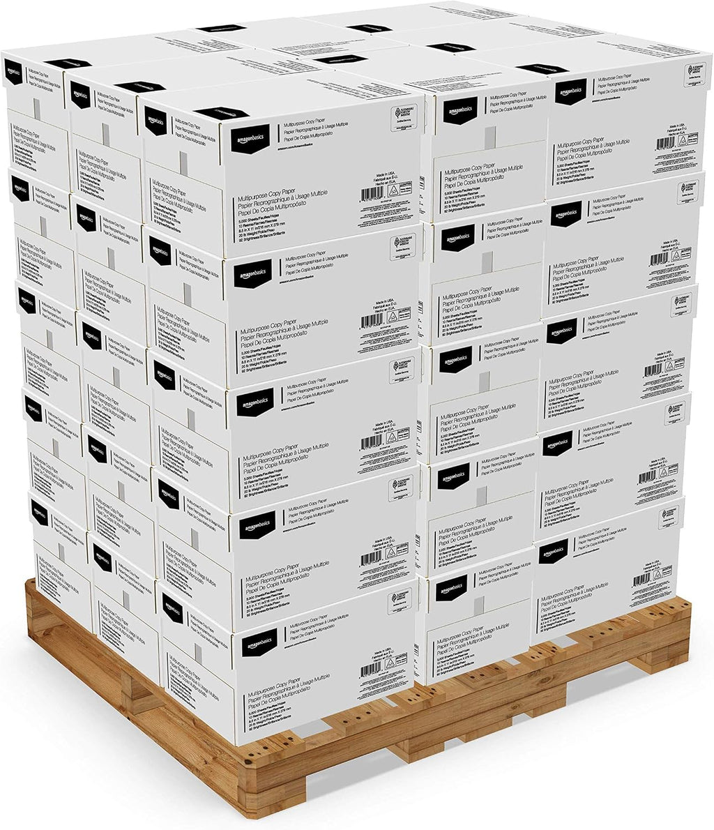Amazon Basics Multipurpose Copy Printer Paper, 8.5 x 11 Inches, 20 lb, 92 Bright, White, Pallet, 400 Reams (200,000 Sheets)