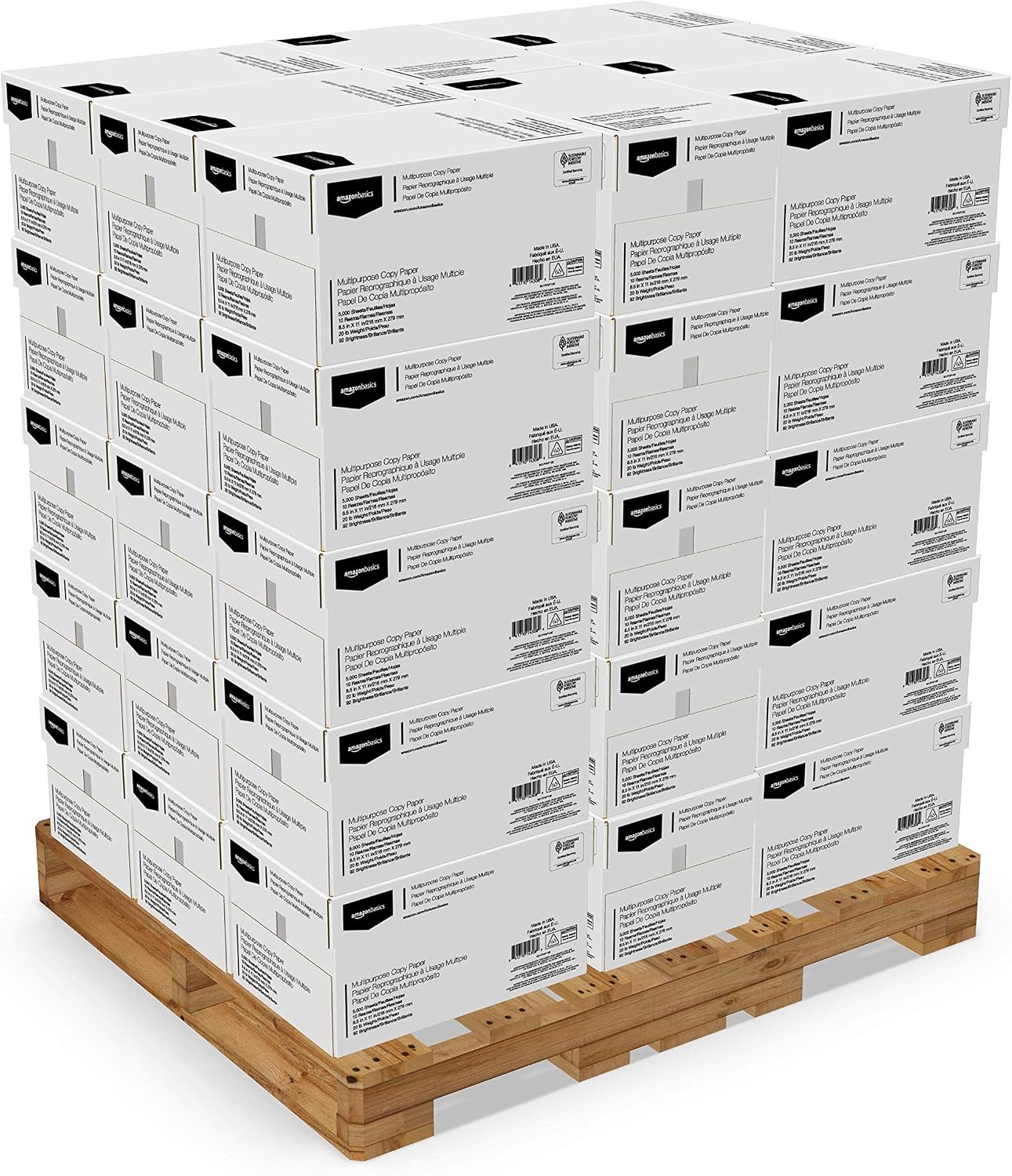 Amazon Basics Multipurpose Copy Printer Paper, 8.5 x 11 Inches, 20 lb, 92 Bright, White, Pallet, 400 Reams (200,000 Sheets)