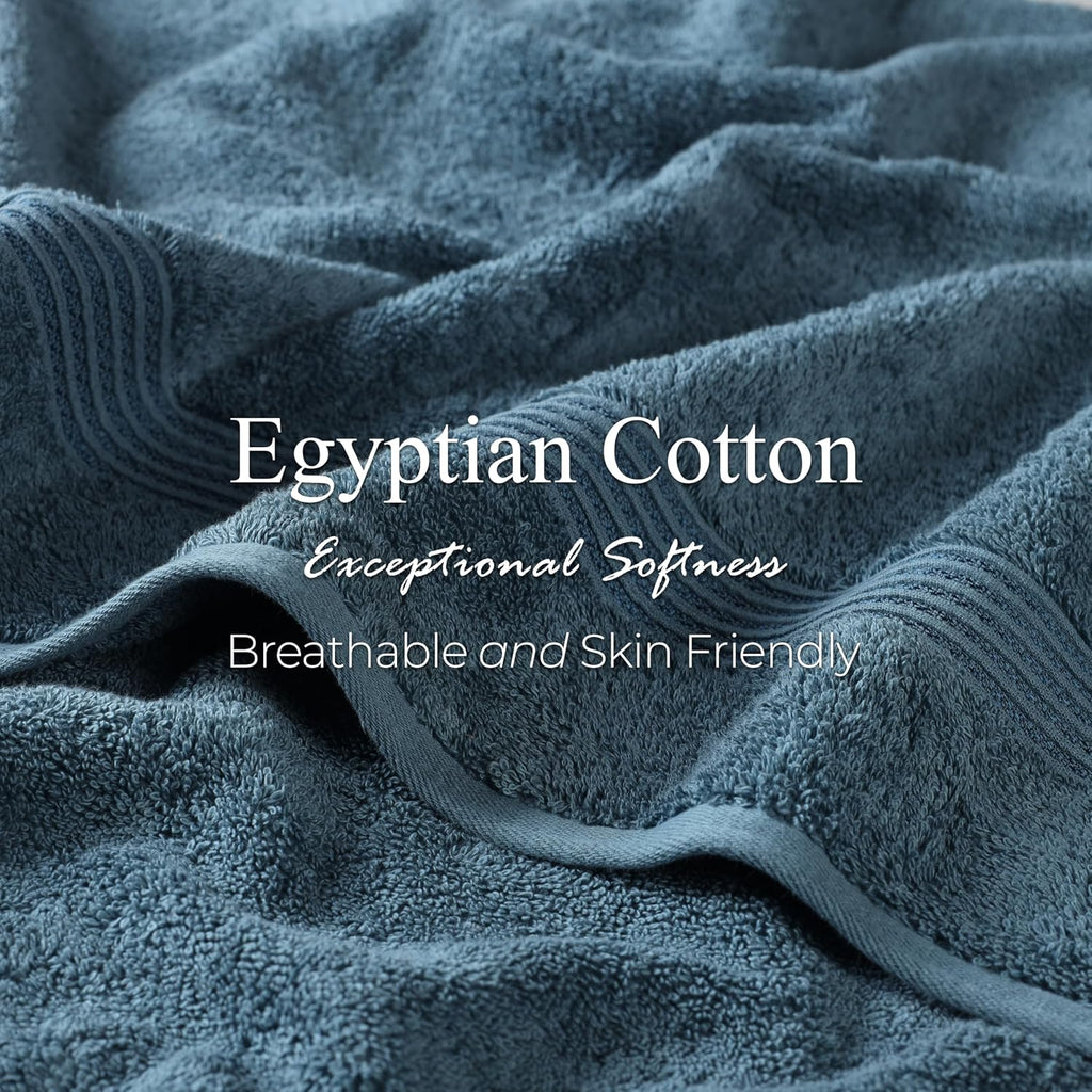 Superior Egyptian Cotton 12-Piece Towel Set, Assorted Towels for Home Bathroom, Guest Bath Decor Essentials, Includes 4 Bath, 4 Hand, 4 Face Towels/Washcloths, Quick Dry, Absorbent - Sapphire