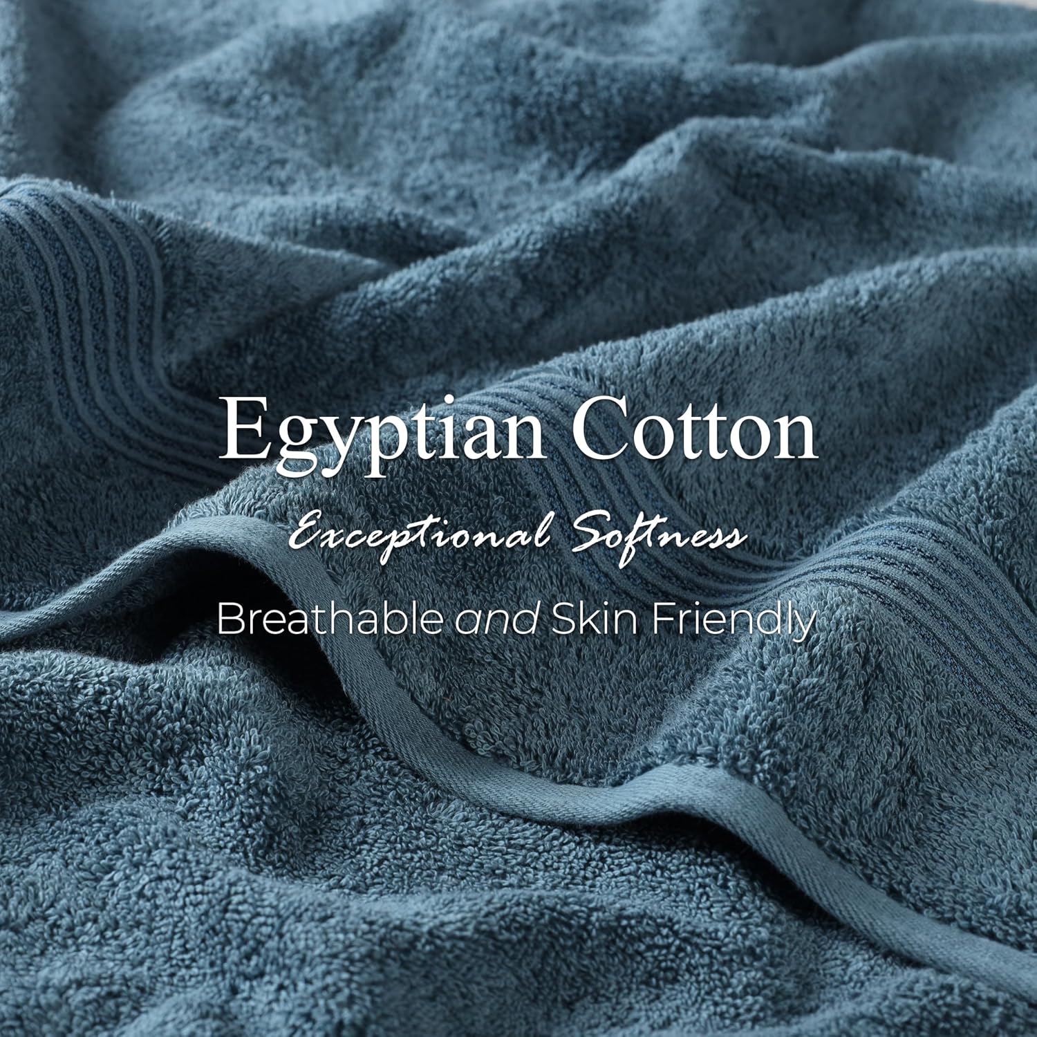 Superior Egyptian Cotton 12-Piece Towel Set, Assorted Towels for Home Bathroom, Guest Bath Decor Essentials, Includes 4 Bath, 4 Hand, 4 Face Towels/Washcloths, Quick Dry, Absorbent - Sapphire