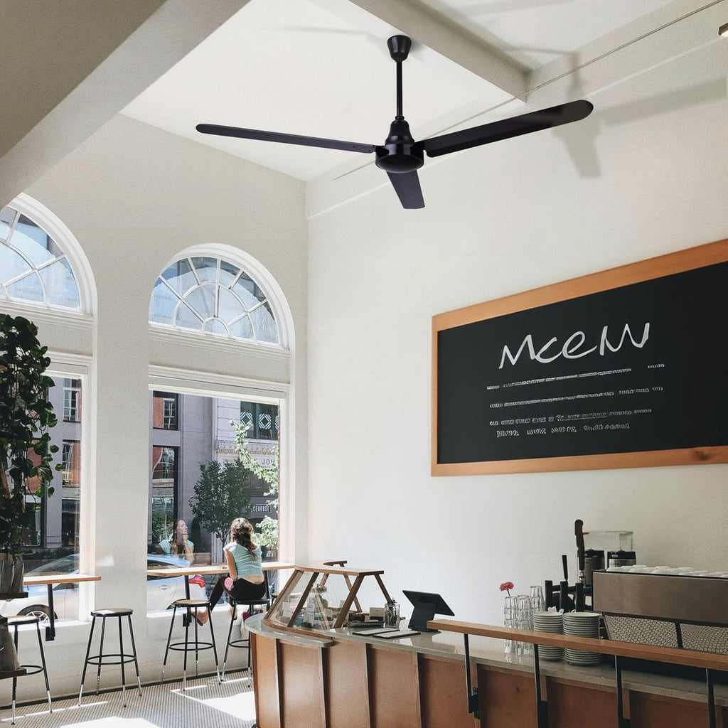 60' Black Weatherproof Industrial Ceiling Fan – High-Performance DC Motor – Wall Control – Ideal for Outdoor Patios, Warehouses & Gyms