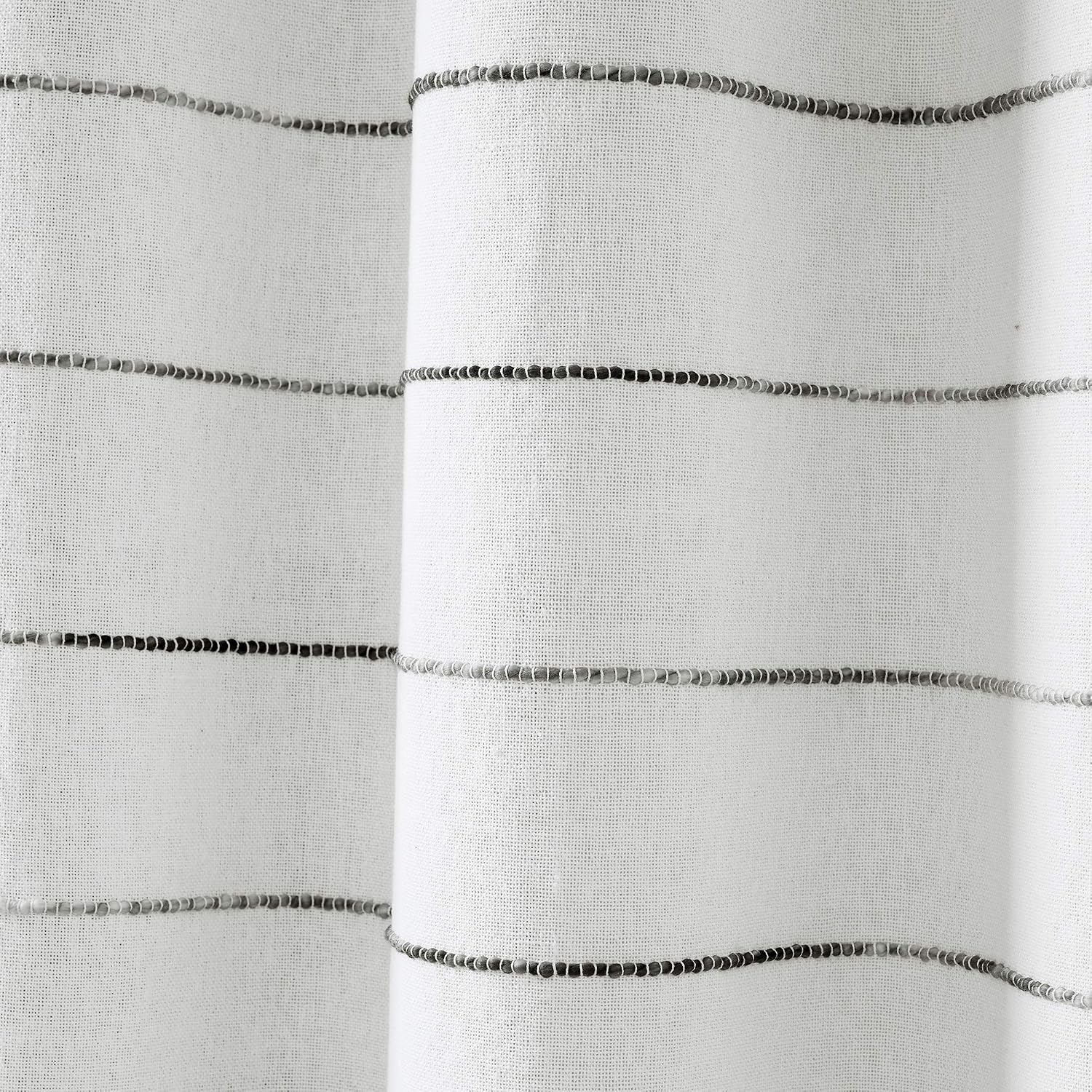Lush Decor Ombre Stripe Yarn Dyed Cotton Window Curtain Panels, 40' W x 84' L, Gray - Drapes - Light Filtering Curtains for Living Room - Striped Curtains (Pack of 16)