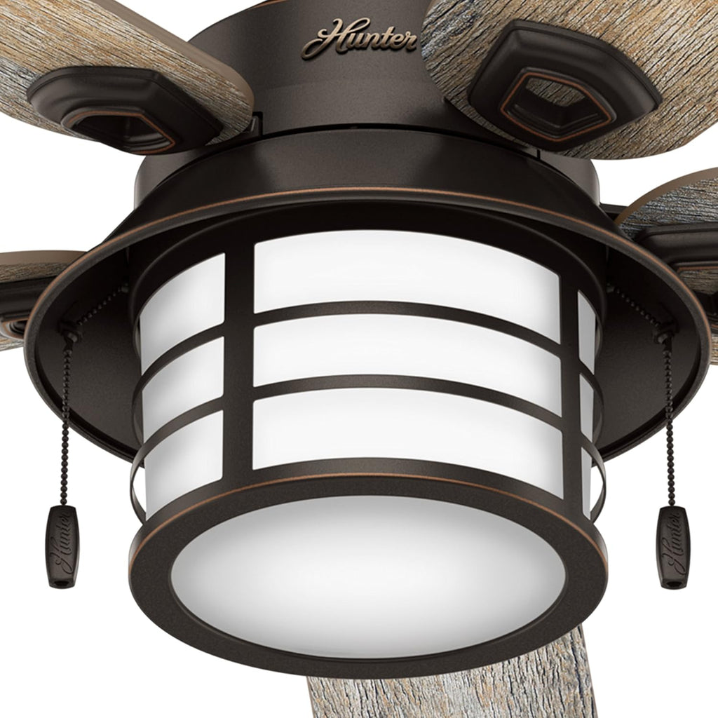 Hunter Fan 54 in. Outdoor Ceiling Fan with Light in Onyx Bengal (Renewed)