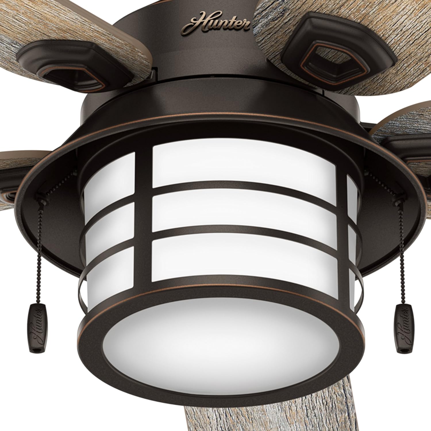 Hunter Fan 54 in. Outdoor Ceiling Fan with Light in Onyx Bengal (Renewed)