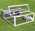 Tortoise House Habitat Wooden, Chicken Coop with Run Rabbit Hutch Small Animal Hutch Enclosure Indoor/Outdoor-Grey + White Trim
