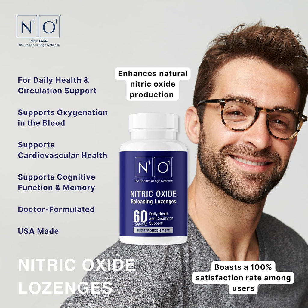 N1O1 Nitric Oxide Lozenges for Heart Health Support - Dietary Supplement for Blood Flow, Oxygenation and Blood Pressure - 180 Count