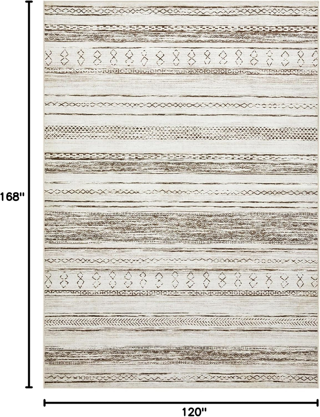 Tortania Area Rug Living Room Rugs - 10x14 Washable Large Soft Neutral Boho Moroccan Bohemian Farmhouse Rug Indoor Floor Carpet for Bedroom Under Dining Table Home Office Decor - Cream Brown