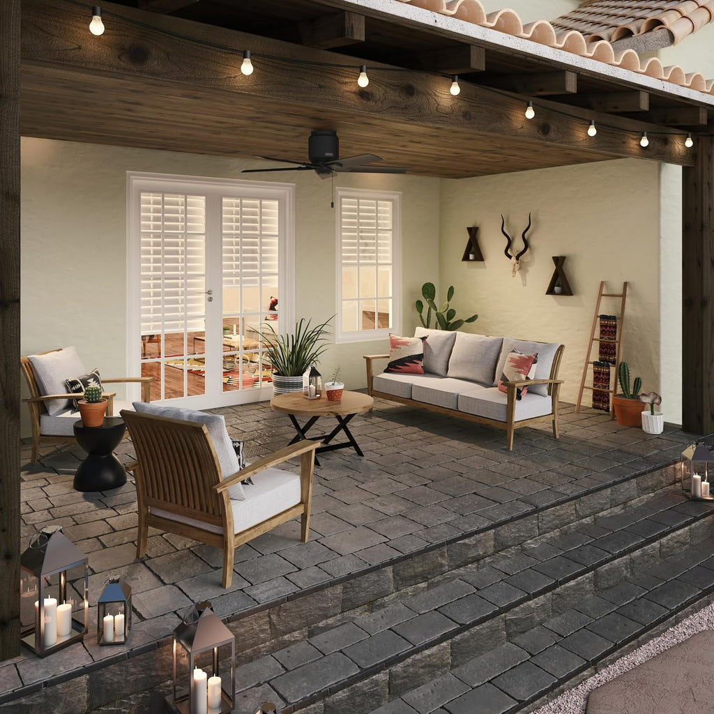 Hunter 44 inch Outdoor or Indoor Ceiling Fan No Light - Ceiling Fan without Light, For Patio, Porch, Garage, or Living Room, Low Profile Mount, 5 Blades, Pull Chain - Terrace Cove 51581, Matte Black