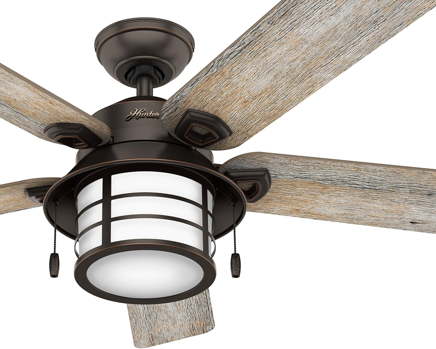 Hunter Fan 54 in. Outdoor Ceiling Fan with Light in Onyx Bengal (Renewed)