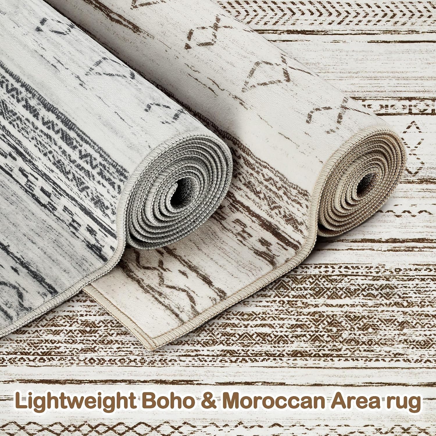Tortania Area Rug Living Room Rugs - 10x14 Washable Large Soft Neutral Boho Moroccan Bohemian Farmhouse Rug Indoor Floor Carpet for Bedroom Under Dining Table Home Office Decor - Cream Brown