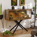PAKASEPT 80 Gallons Bearded Dragon Tank with Leg Stand,Tempered Glass Reptile Enclosure with Metal Mesh Top,Snake/Lizard Tank for Chameleon,Tortoise,Hecko,Brown