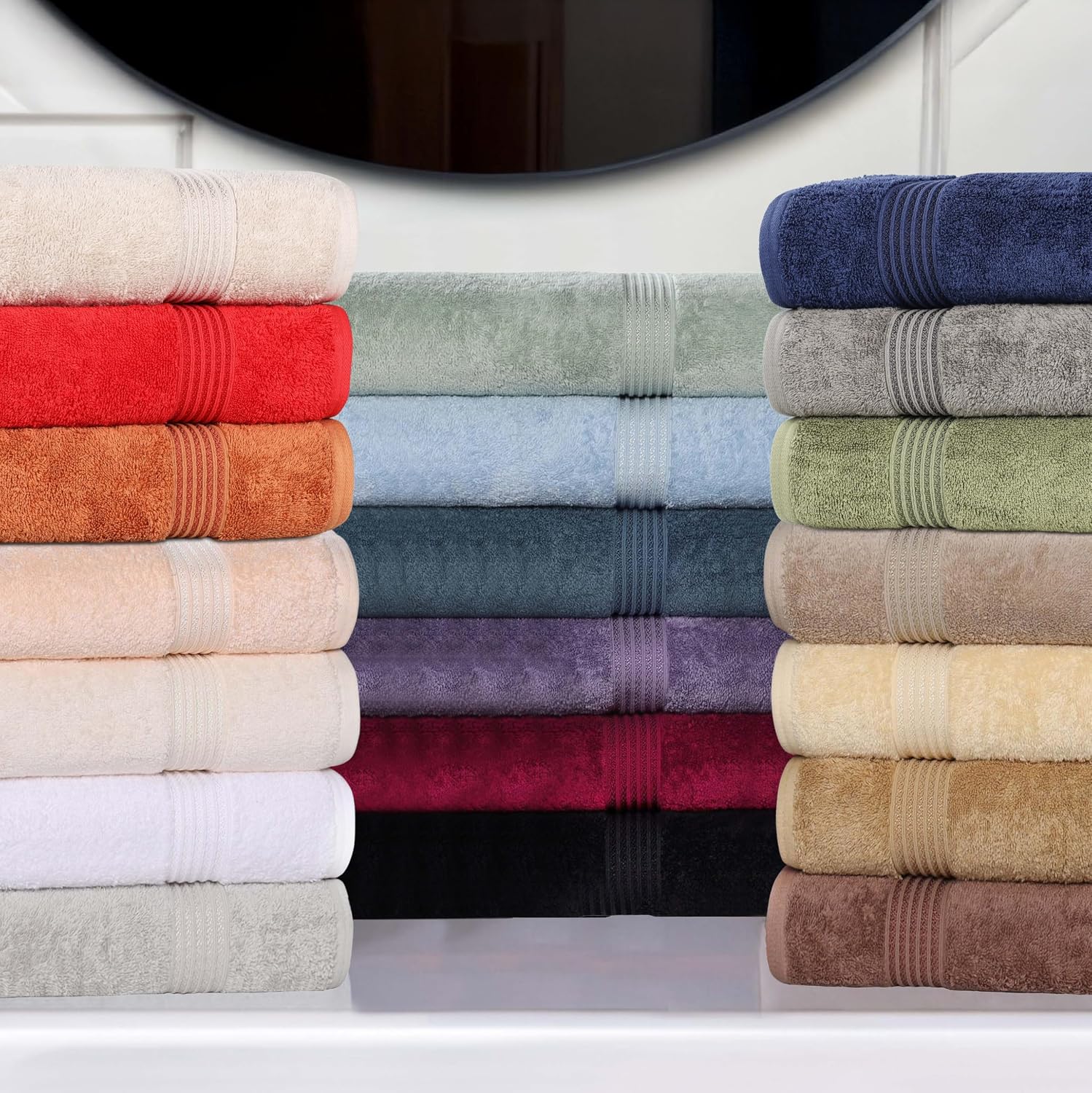 Superior Egyptian Cotton 12-Piece Towel Set, Assorted Towels for Home Bathroom, Guest Bath Decor Essentials, Includes 4 Bath, 4 Hand, 4 Face Towels/Washcloths, Quick Dry, Absorbent - Sapphire