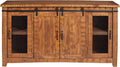 Martin Svensson Home 65' Solid Pine Wood Entertainment Center with Storage. Rustic TV Stand for TVs up to 70.' Sliding Doors, Adjustable Shelves & Cable Management – Honey Tobacco Finish