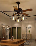 Bagood Farmhouse Ceiling Fan with Light 52 Inch Ceiling Fan with Light Rustic Ceiling Fan with 5 Reversible Wood Blades Vintage Ceiling Fan with Lights and Remote for Bedroom Living Room Dining Room