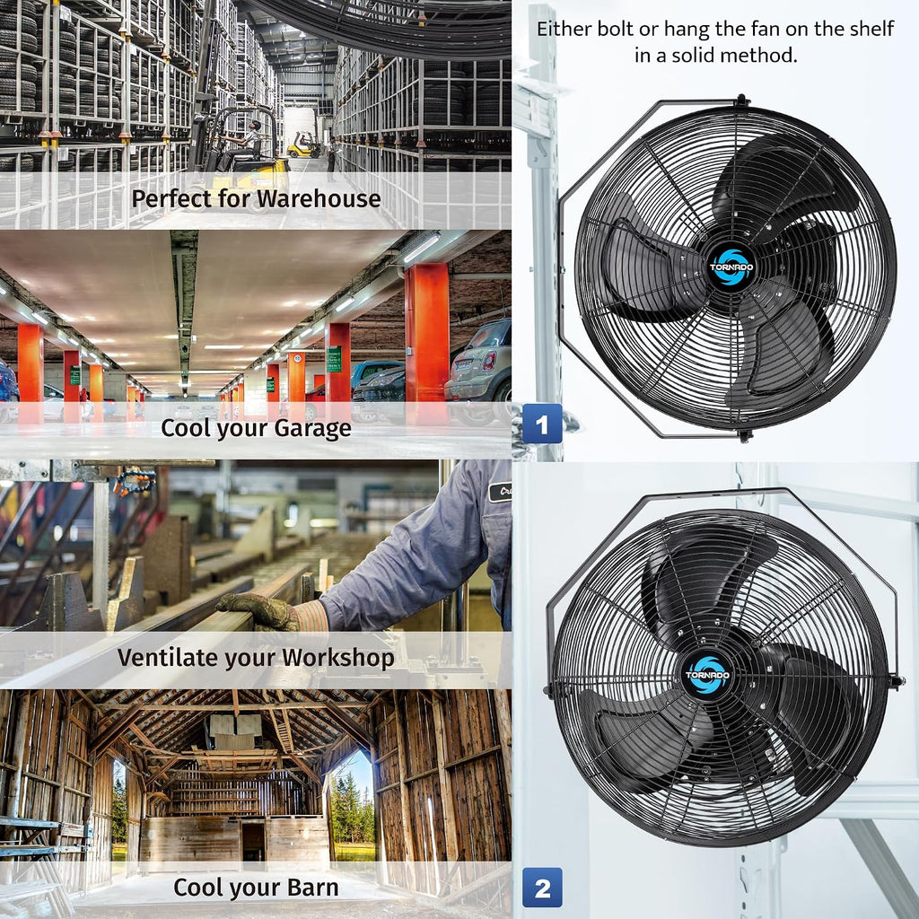 Tornado 20-Inch High Velocity Outdoor Wall Fan, IPX4 Water-Resistant, 3-Speed 4750 CFM, UL Safety Certified for Industrial, Commercial, Residential & Greenhouse Use