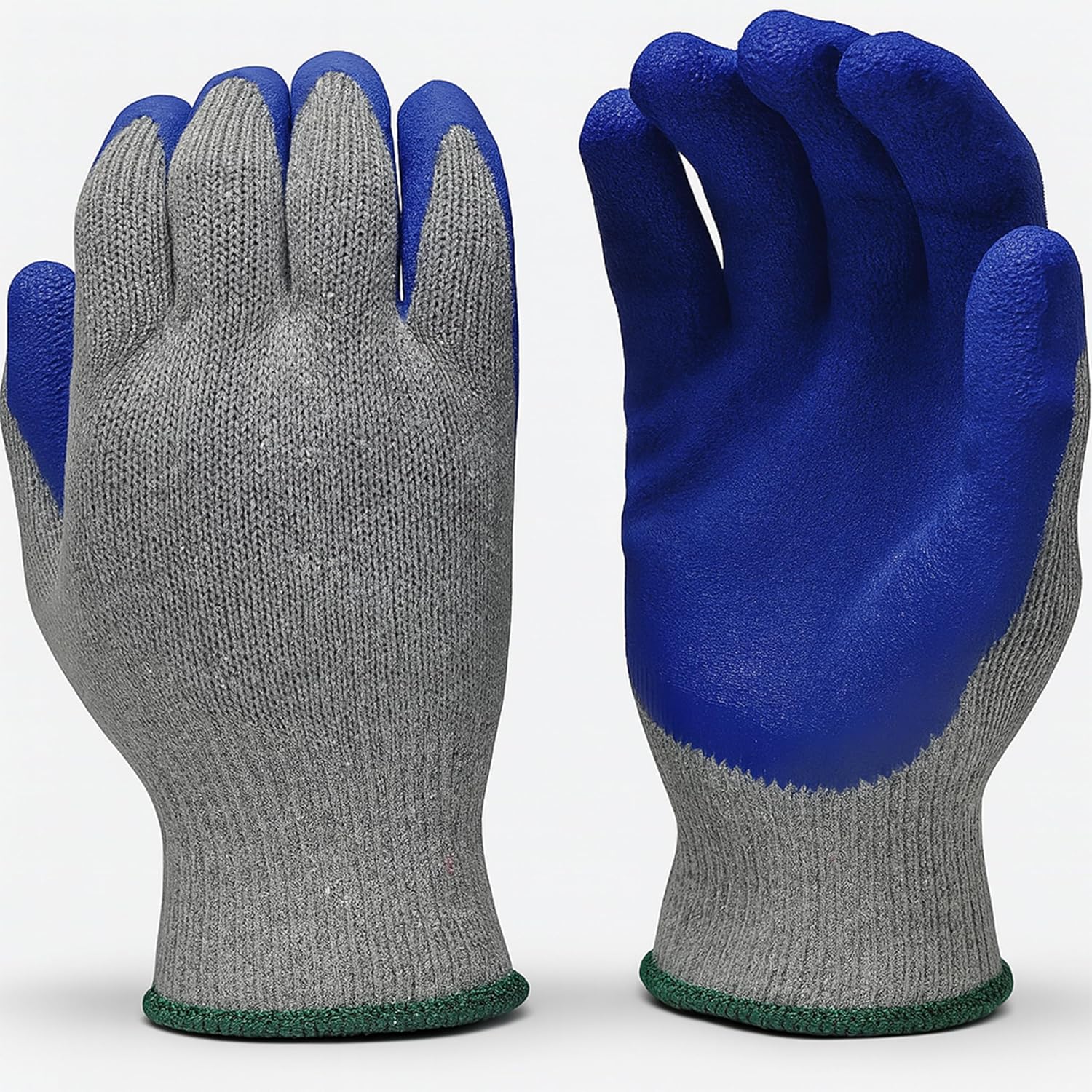 G & F Products G & F Rubber Latex Coated Work Gloves for Construction, Blue, Crinkle Pattern, Men's