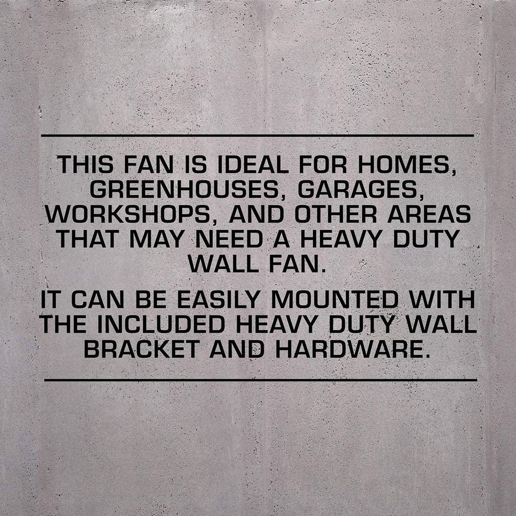 Hurricane Pro High Velocity Oscillating Metal Wall Mount Fan w/ 3 Speeds, Black, 20' - Corded Electric Air Cooling Unit w/ Powerful 4500 CFM Airflow for Home, Garage, Gym, Workshop & Greenhouse