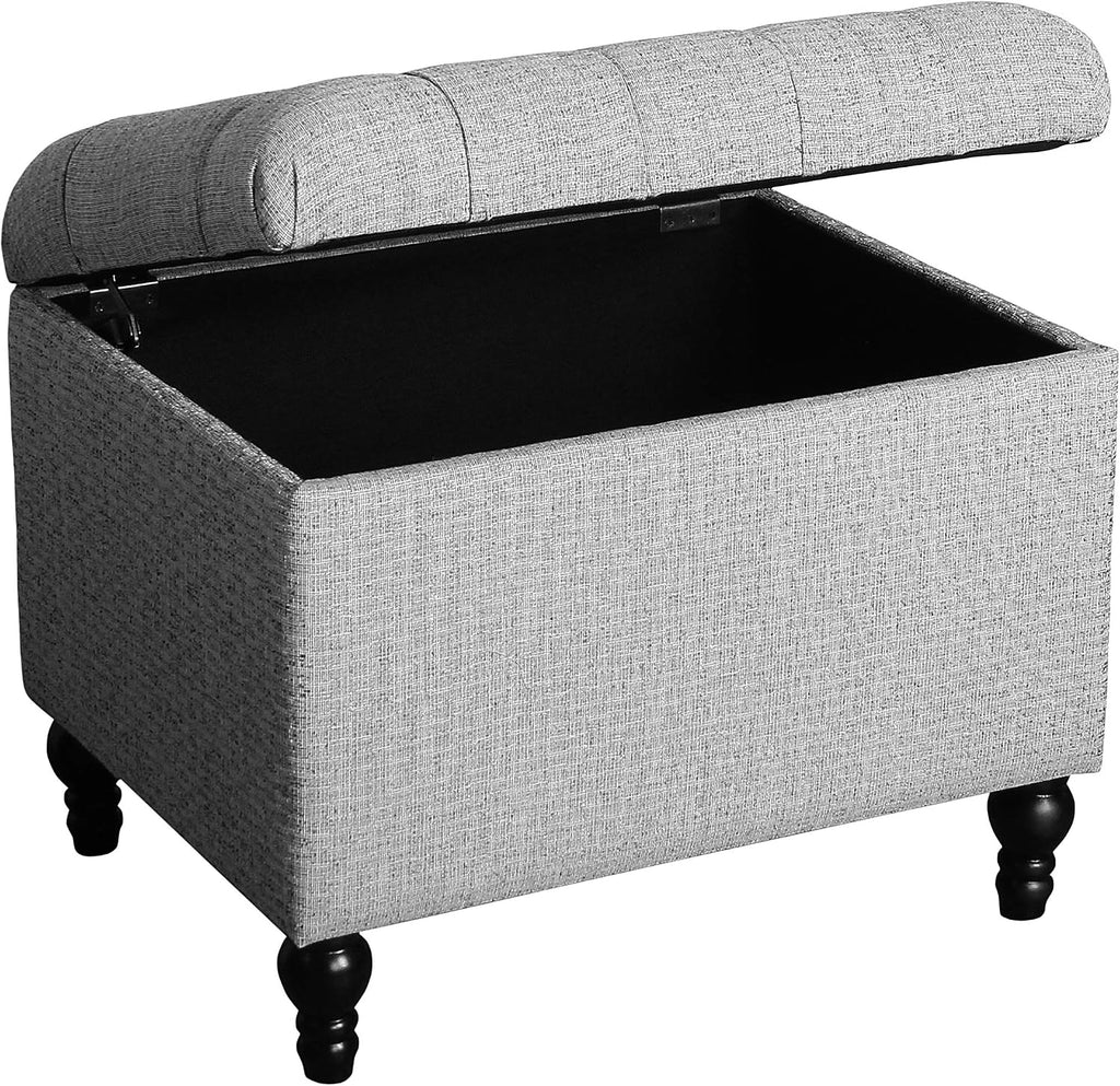 HomePop 24' Button Tufted Storage Ottoman - Pewter Gray