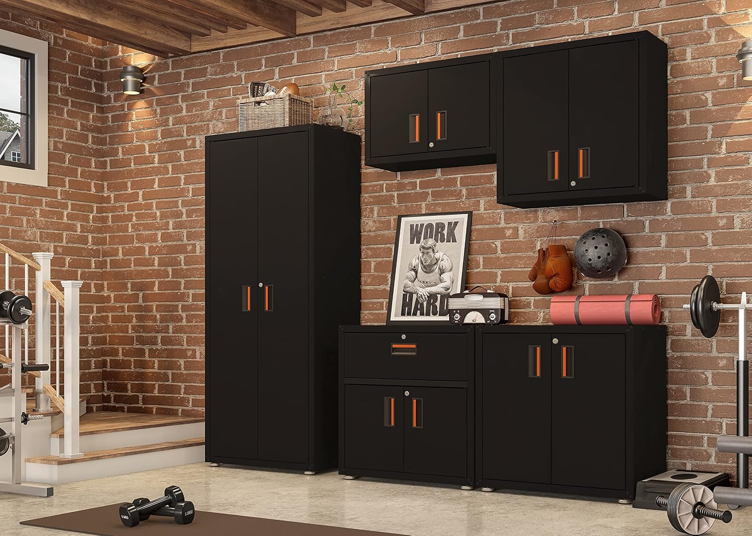 for Home Ready-to-Assemble Wall Steel Cabinet with Two Doors (Black)