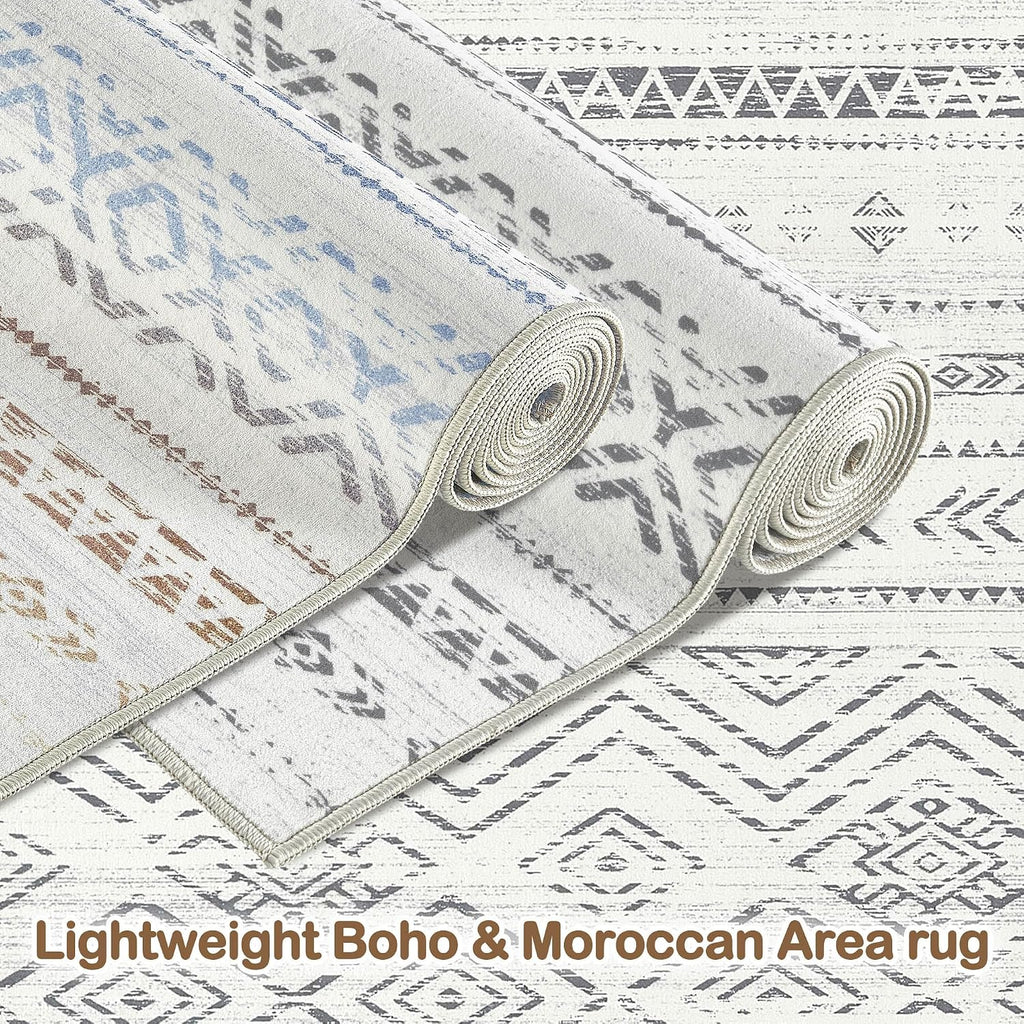 Tortania Area Rug Living Room Rugs- 10x13 Washable Large Soft Neutral Boho Moroccan Bohemian Farmhouse Rug Indoor Floor Carpet for Bedroom Under Dining Table Home Office Decor - Beige Gray