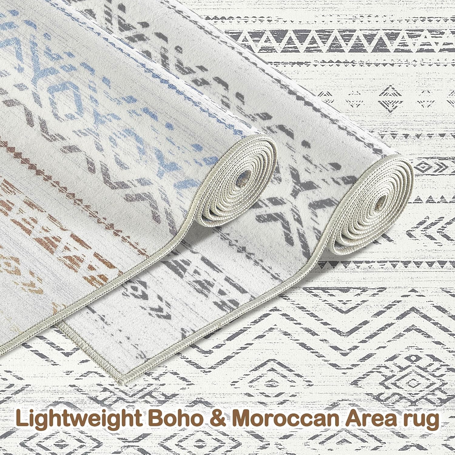 Tortania Area Rug Living Room Rugs- 10x13 Washable Large Soft Neutral Boho Moroccan Bohemian Farmhouse Rug Indoor Floor Carpet for Bedroom Under Dining Table Home Office Decor - Beige Gray
