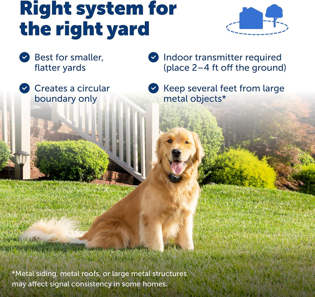 PetSafe Stay & Play Compact Wireless Fence, LCD Screen to Adjust the Circular Boundary, Secure up to 3/4 Acre Area, Use for All Your Pets, Portable System with 50 Extra Flags