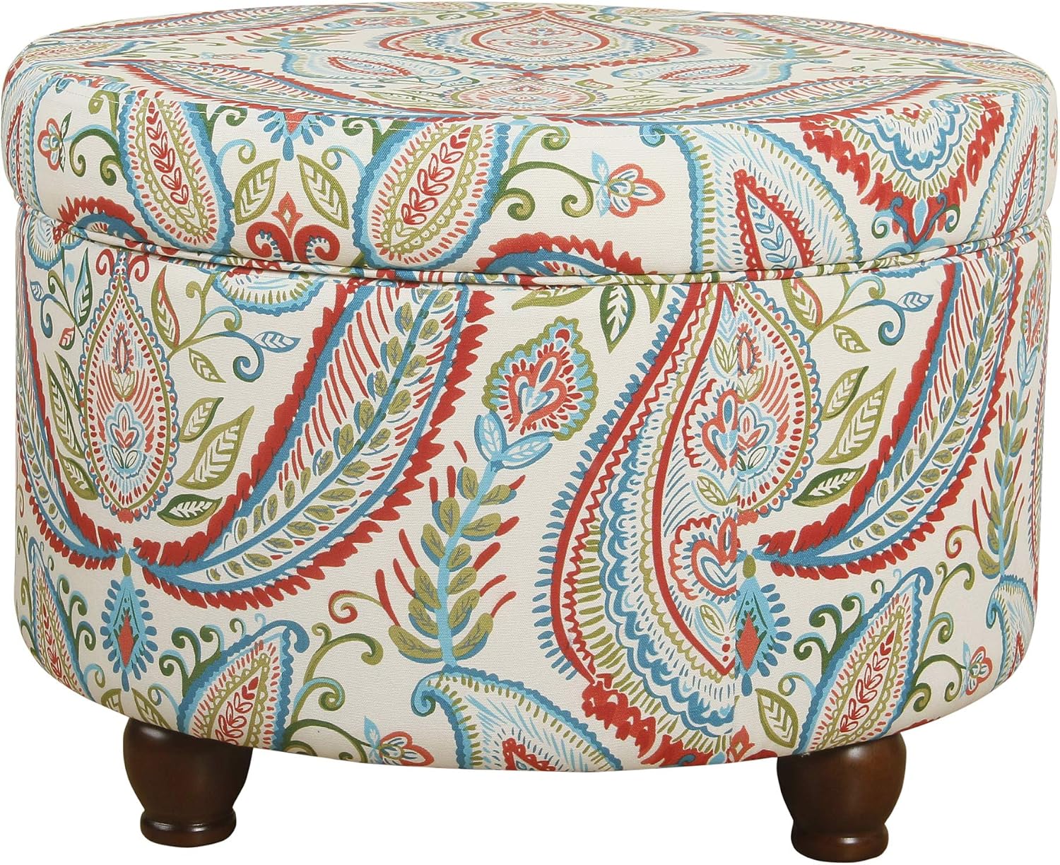 HomePop 24' Large Round Storage Ottoman - Bold Paisley