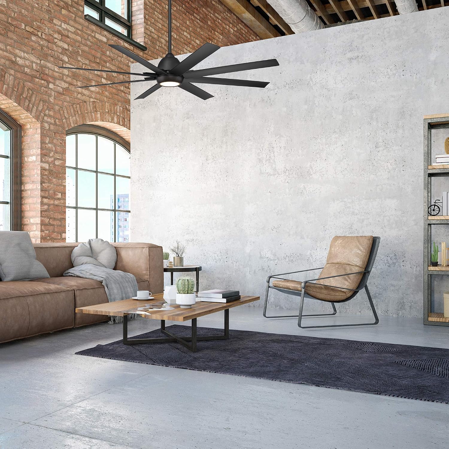 WAC Lighting F-064-MB Mocha XL 66' Outdoor Ceiling Fan & Remote, Matte Black