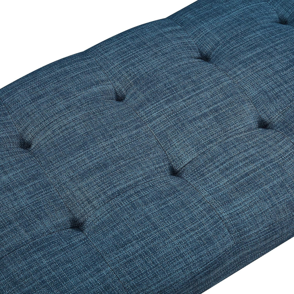 Amazon Basics Modern Haraden Upholstered Button-Tufted Bench, Blue, 16 x 44 x 17 in
