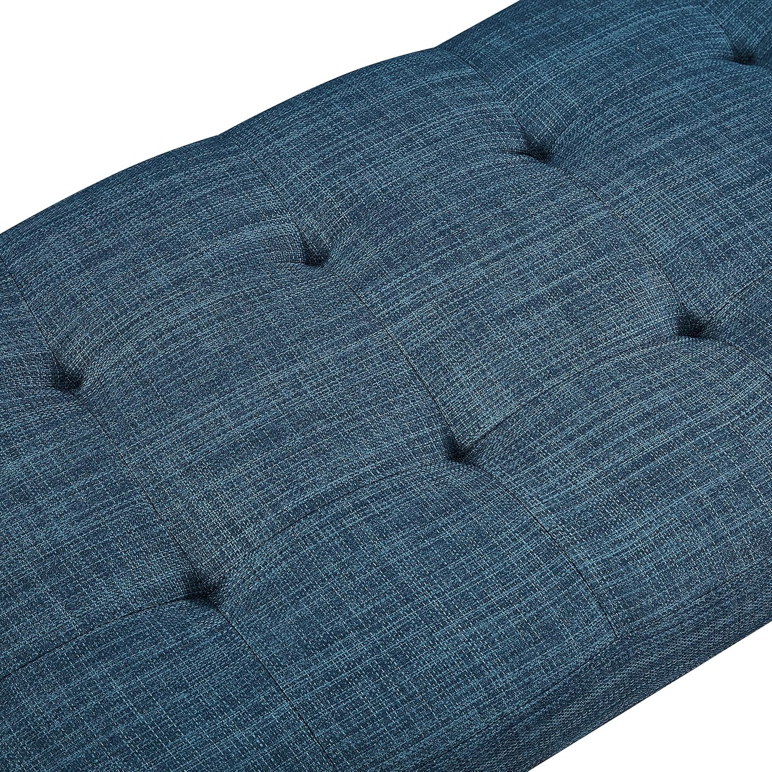 Amazon Basics Modern Haraden Upholstered Button-Tufted Bench, Blue, 16 x 44 x 17 in