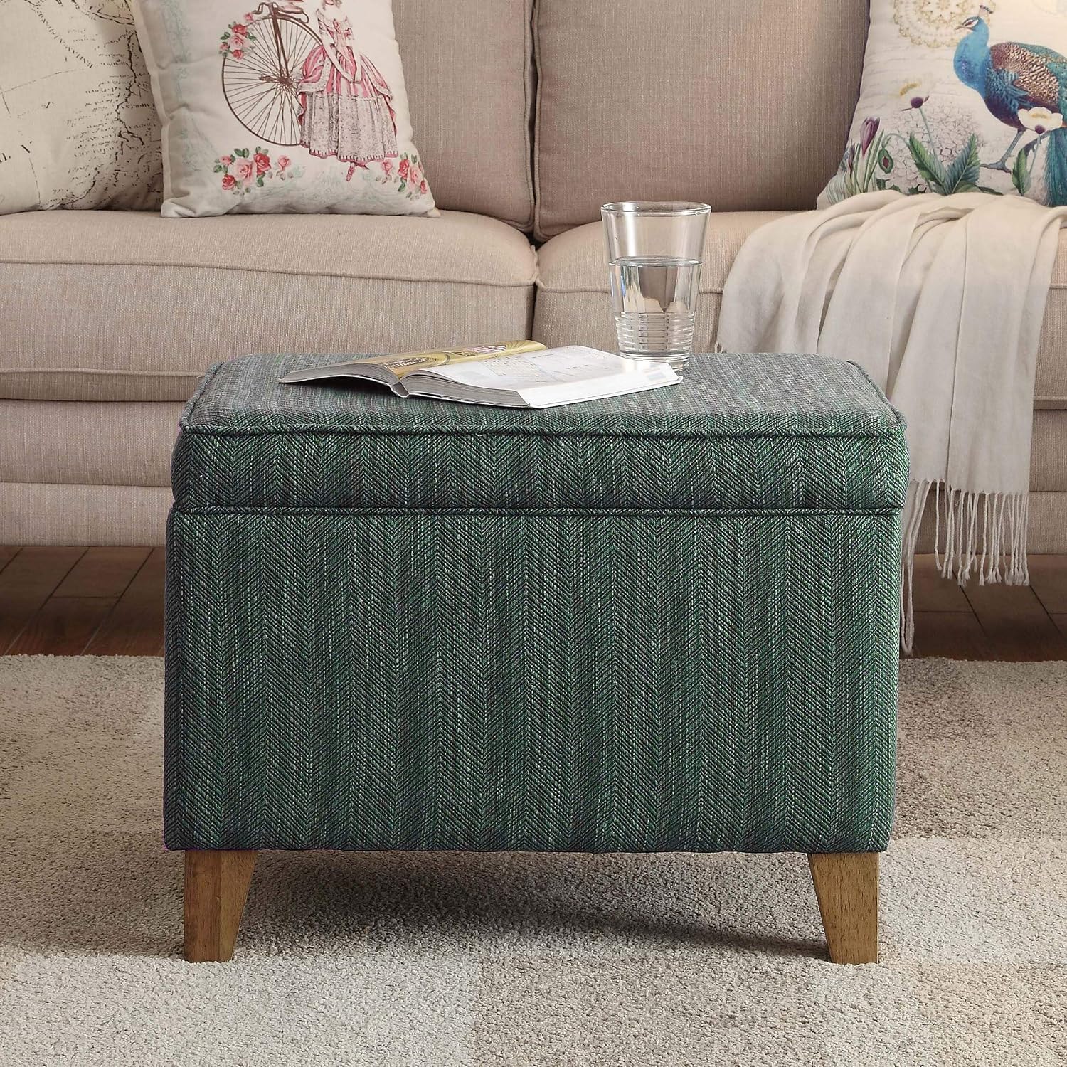 HomePop 24' Medium Square Storage Ottoman - Teal