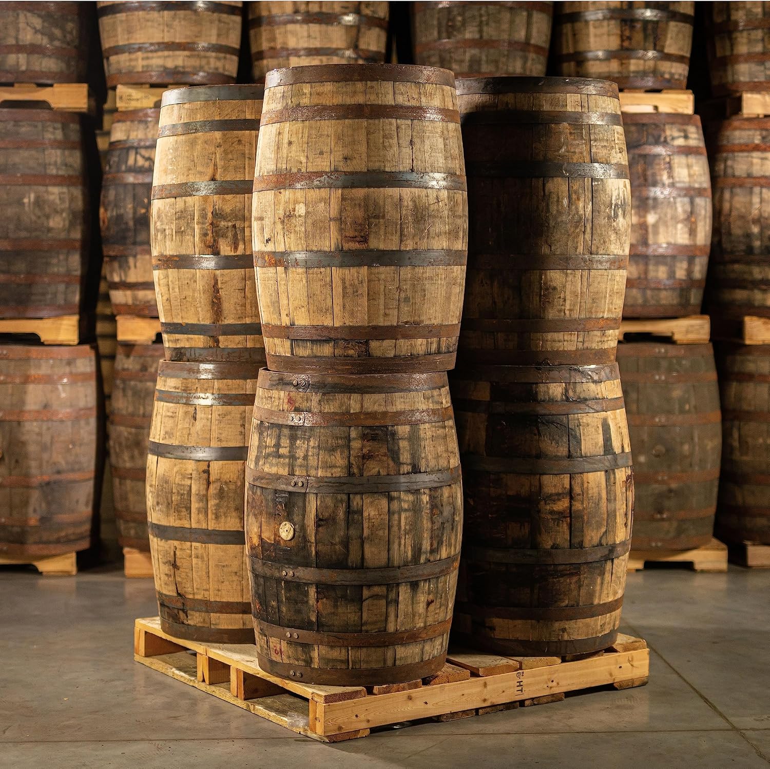 Midwest Barrel Company Authentic Bourbon/Whiskey Barrel (53 Gallon) Used Genuine American White Oak Wood Barrel for Decoration, Furniture & DIY Projects - 8 Barrels